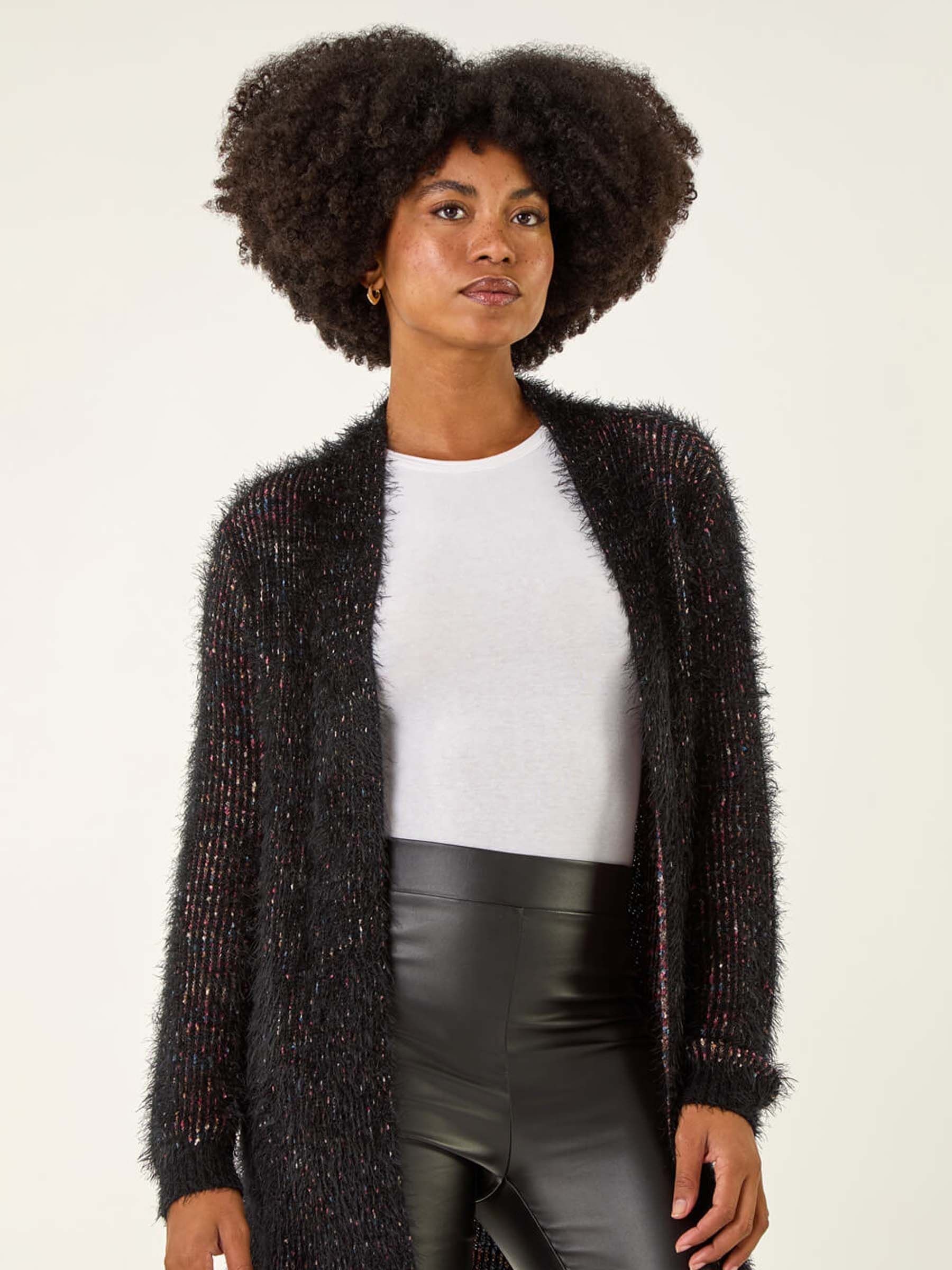 Buy Roman Black Fluffy Eyelash Knit Cardigan from Next USA
