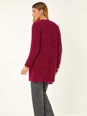 Roman Red Textured Longline Knit Cardigan - Image 3 of 5