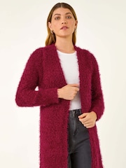 Roman Red Textured Longline Knit Cardigan - Image 4 of 5