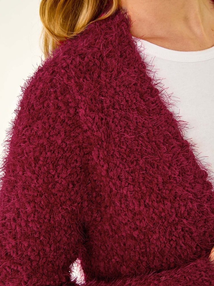 Roman Red Textured Longline Knit Cardigan - Image 5 of 5 Roman Red Textured Longline Knit Cardigan - Image 5 of 5