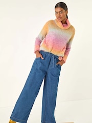 Roman Blue Tie Front Wide Leg Trousers - Image 1 of 5