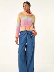 Roman Blue Tie Front Wide Leg Trousers - Image 2 of 5