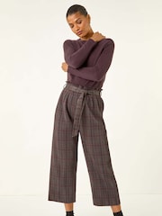 Roman Grey Textured Check Belted Culottes - Image 1 of 5