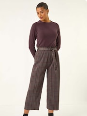 Roman Grey Textured Check Belted Culottes - Image 2 of 5