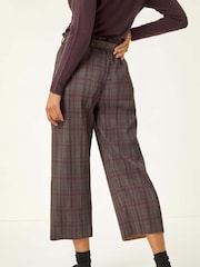 Roman Grey Textured Check Belted Culottes - Image 3 of 5