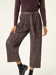 Roman Grey Textured Check Belted Culottes - Image 4 of 5