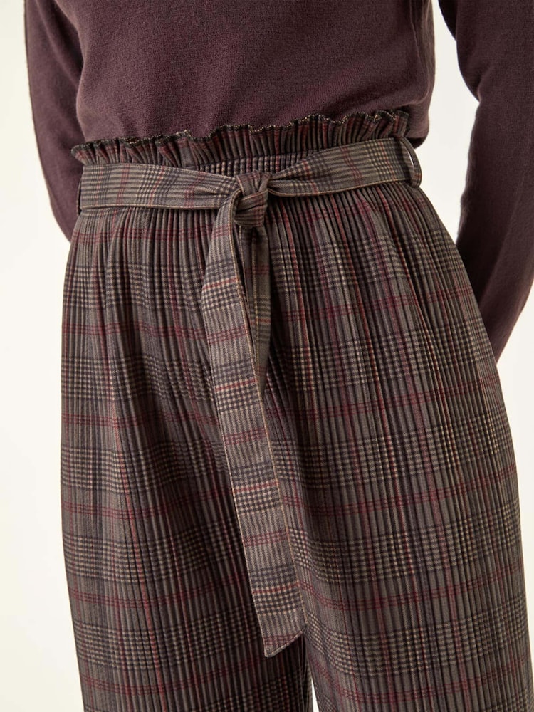 Roman Grey Textured Check Belted Culottes - Image 5 of 5