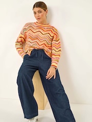 Roman Blue Tie Front Wide Leg Denim Trousers - Image 1 of 5