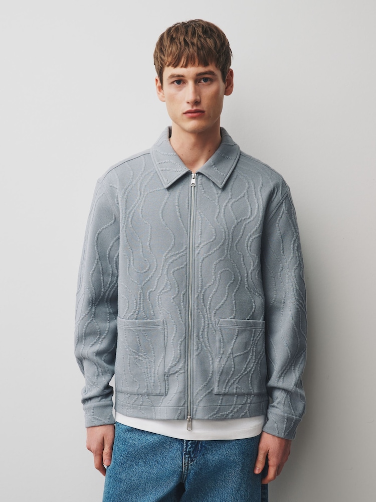 Grau, Blau - Textured Floral Shacket - Bild 2 von 10