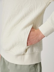 Ecru, Weiß - Lightweight Textured Floral Hoodie - Bild 3 von 9