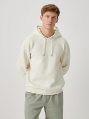 Ecru, Weiß - Lightweight Textured Floral Hoodie - Bild 5 von 9