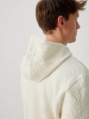 Ecru, Weiß - Lightweight Textured Floral Hoodie - Bild 6 von 9