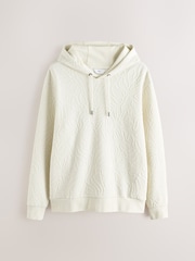 Ecru, Weiß - Lightweight Textured Floral Hoodie - Bild 7 von 9