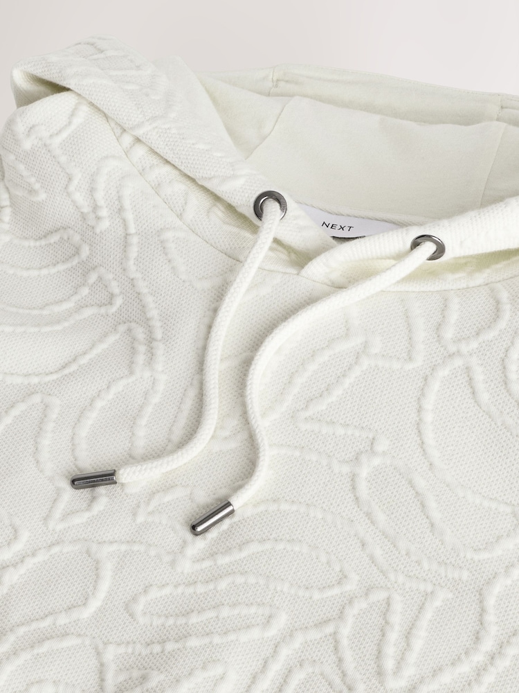 Ecru, Weiß - Lightweight Textured Floral Hoodie - Bild 9 von 9 Ecru, Weiß - Lightweight Textured Floral Hoodie - Bild 9 von 9