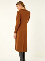 Roman Orange Scallop Detail Knitted Midi Dress - Image 3 of 5