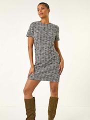 Roman Black Textured Stretch Shift Dress - Image 1 of 5