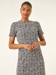 Roman Black Textured Stretch Shift Dress - Image 2 of 5