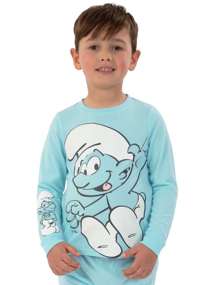 Character Blue The Smurfs Boys Long Sleeve Pyjamas - Image 2 of 12