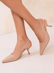 Nude - Lipsy Standard Fit Knit Mid Heel Slingback Courts - Imaginea 2 din 5
