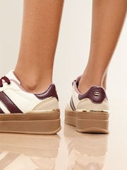 Lipsy Burgundy Red Wide Fit Wide Fit White and Burgundy Chunky Gum Sole Sports Trainers - Image 4 of 4
