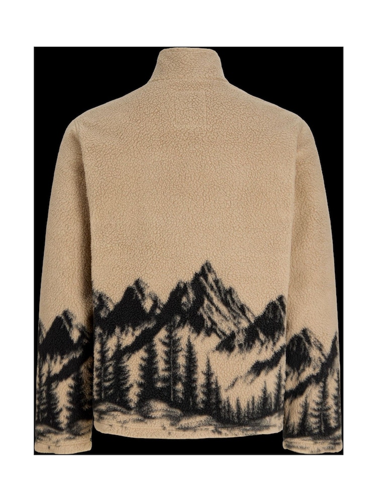 אפור - Jack & Jones ז'קט בד טדי פליז עם חצי רוכסן - תמונה 2 מתוך 3