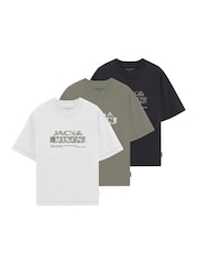 JACK & JONES White 3 Pack Logo Short Sleeve T-Shirts - Image 1 of 4