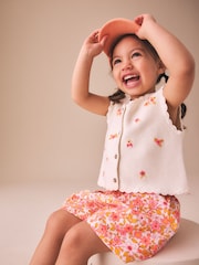 Roz fluorescent - Floral Knitted Waistcoat And Shorts Set (3mths-7yrs) - Imaginea 1 din 9