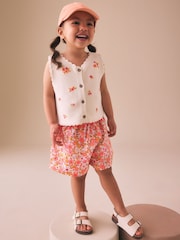 Roz fluorescent - Floral Knitted Waistcoat And Shorts Set (3mths-7yrs) - Imaginea 2 din 9