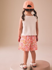 Roz fluorescent - Floral Knitted Waistcoat And Shorts Set (3mths-7yrs) - Imaginea 3 din 9