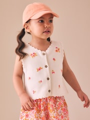 Roz fluorescent - Floral Knitted Waistcoat And Shorts Set (3mths-7yrs) - Imaginea 4 din 9