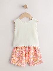 Roz fluorescent - Floral Knitted Waistcoat And Shorts Set (3mths-7yrs) - Imaginea 7 din 9