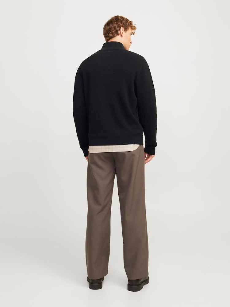 JACK & JONES Black Half Zip High Neck Jumper - Image 2 of 6