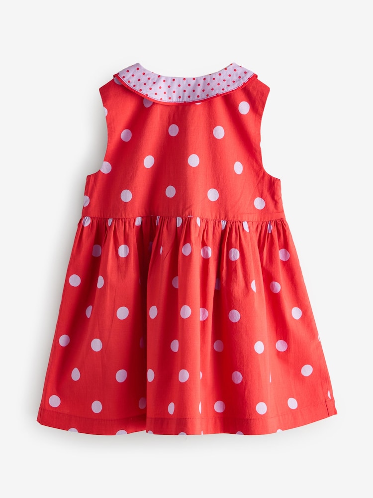 Red Spot Cotton Collar Dress (3mths-8yrs) - Image 2 of 5