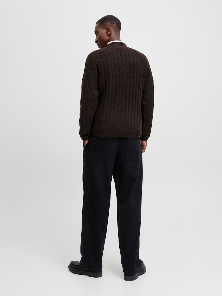 JACK & JONES Brown Ribbed Knitted Jumper - Image 2 of 5 JACK & JONES Brown Ribbed Knitted Jumper - Image 2 of 5