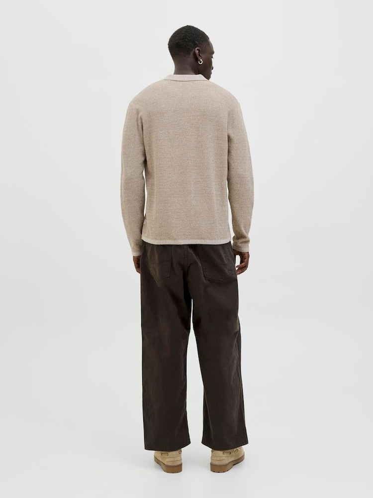 JACK & JONES Grey Long Sleeve Knitted Polo Top - Image 2 of 5 JACK & JONES Grey Long Sleeve Knitted Polo Top - Image 2 of 5