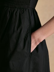 Schwarz - Joules Ivy Shirred Jersey Woven Midi Dress With Broderie Sleeve Detail - Bild 5 von 8