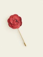 Rust Red Silk Tie Pocket Square and Pin Set - Image 3 of 4