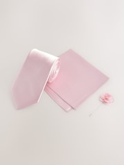 Light Pink Silk Tie Pocket Square and Pin Set - Image 1 of 4