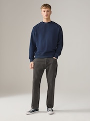 Navy Blue/Khaki Green Lightweight Cotton Rich Jersey Crew Sweatshirt 2 Pack - Image 4 of 11