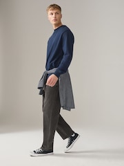 Navy Blue/Khaki Green Lightweight Cotton Rich Jersey Crew Sweatshirt 2 Pack - Image 5 of 11