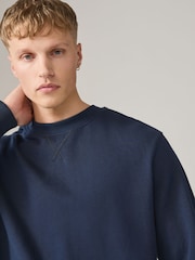 Navy Blue/Khaki Green Lightweight Cotton Rich Jersey Crew Sweatshirt 2 Pack - Image 6 of 11