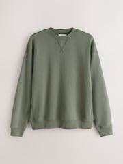 Navy Blue/Khaki Green Lightweight Cotton Rich Jersey Crew Sweatshirt 2 Pack - Image 9 of 11