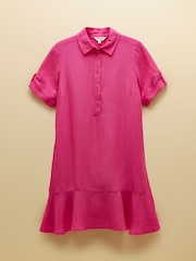 Joules Thea Pink Shirt Dress With Linen - Image 8 of 8