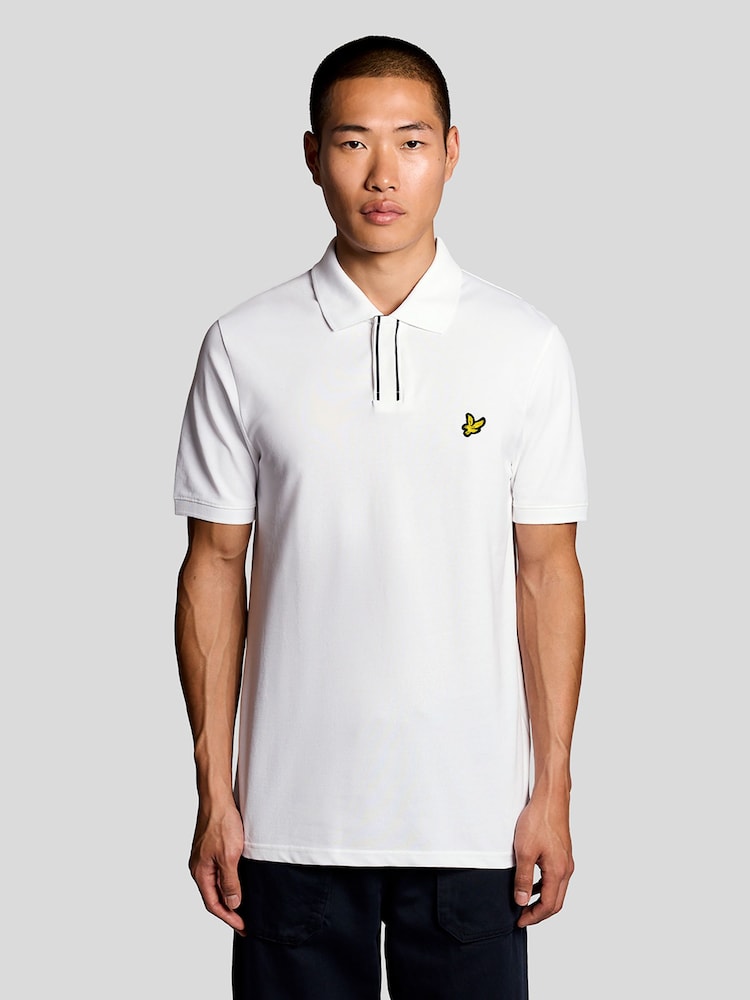 Alb - Lyle & Scott Pique Breton Polo Shirt - Imaginea 1 din 6