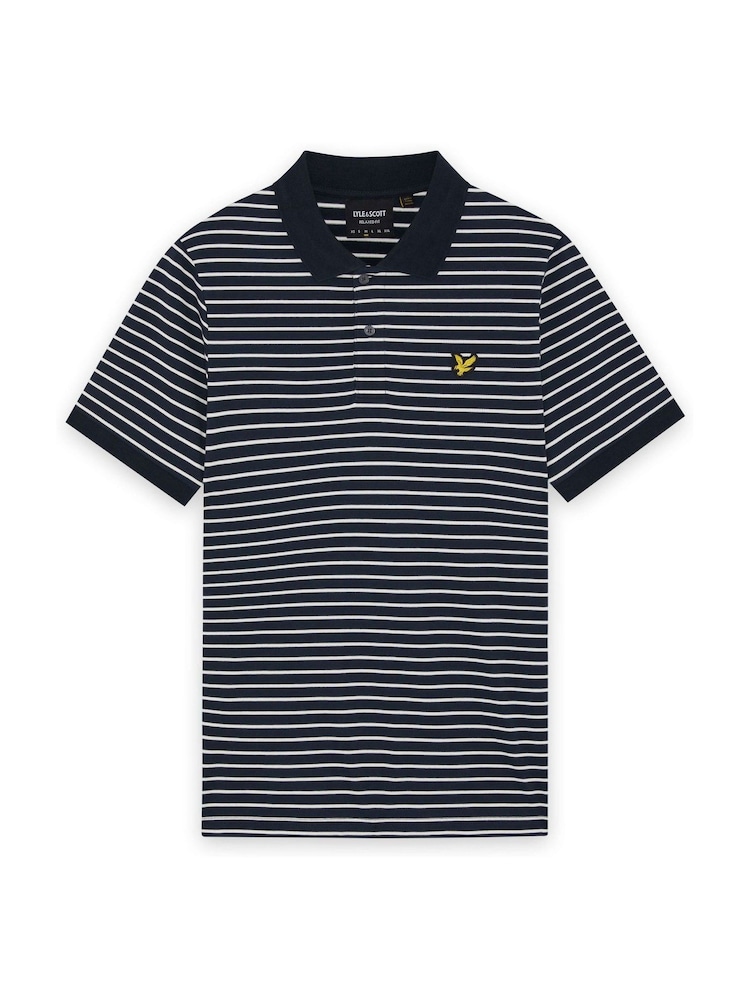 Lyle & Scott Blue Pique Breton Polo Shirt - Image 5 of 5