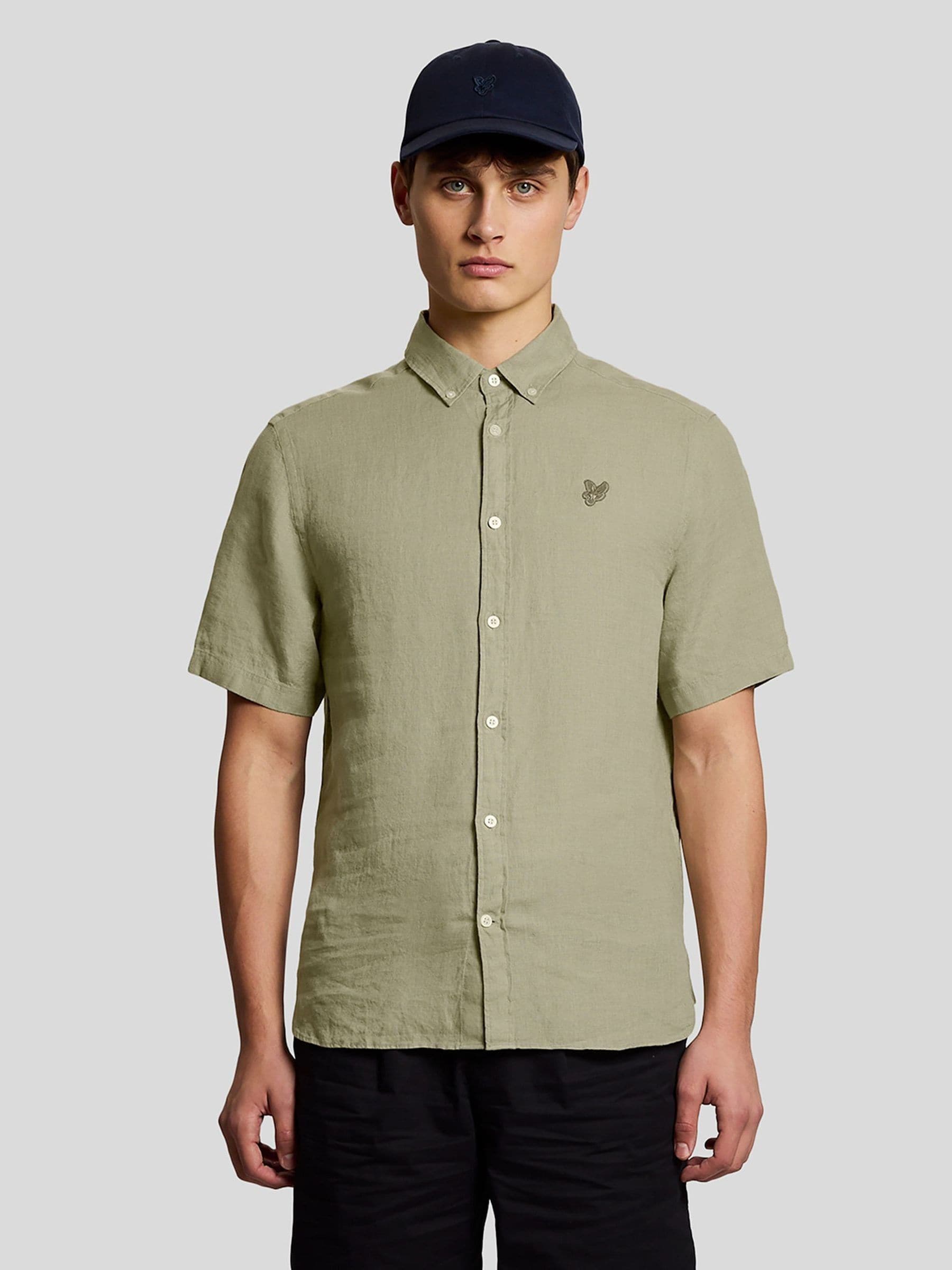 Lyle & Scott Men's Green Short Sleeve Linen Shirt