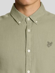 Lyle & Scott Green Short Sleeve Linen Shirt - Image 4 of 6