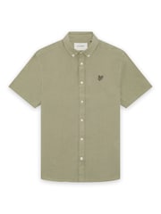 Lyle & Scott Green Short Sleeve Linen Shirt - Image 6 of 6