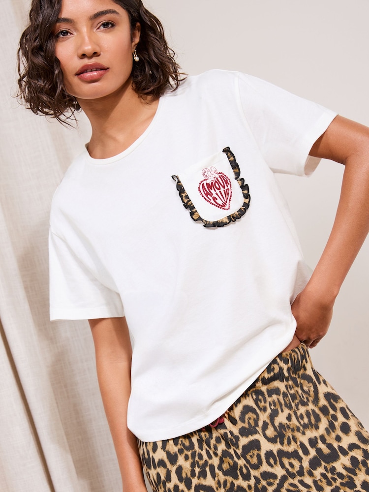 Friends Like These White Amour Leopard Short Sleeve Pyjamas - Image 1 of 4