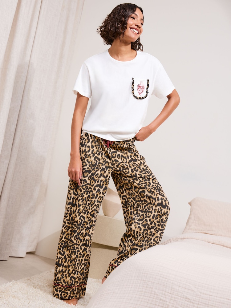 Friends Like These White Amour Leopard Short Sleeve Pyjamas - Image 2 of 4